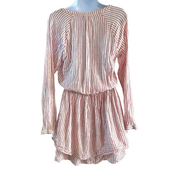 Rails Red White Jasmine Belmont Stripe Smock Waist Mini Dress Small Preppy Linen - Picture 2 of 5